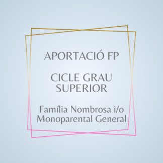 Aportació FP Cicle Grau Superior Família Nombrosa i Monoparental General