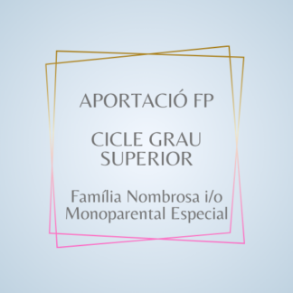 Aportació FP Cicle Grau Superior Familía Nombrosa i Monoparental Especial