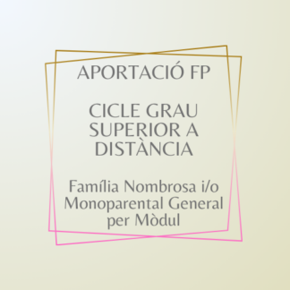 Aportació per Mòdul Escolar FP Cicle Grau Superior a Distancia Família Nombrosa i Monoparental General