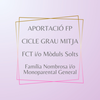 Aportació FP Cicle Grau Mitja Família Nombrosa i Monoparental General (FCT/Mòduls Solts)