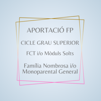 Aportació FP Cicle Grau Superior Família Nombrosa i Monoparental General (FCT/Projecte/Mòduls Solts)